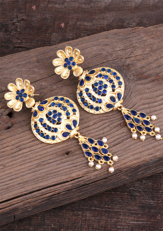 Long Dangler gold plated Earrings