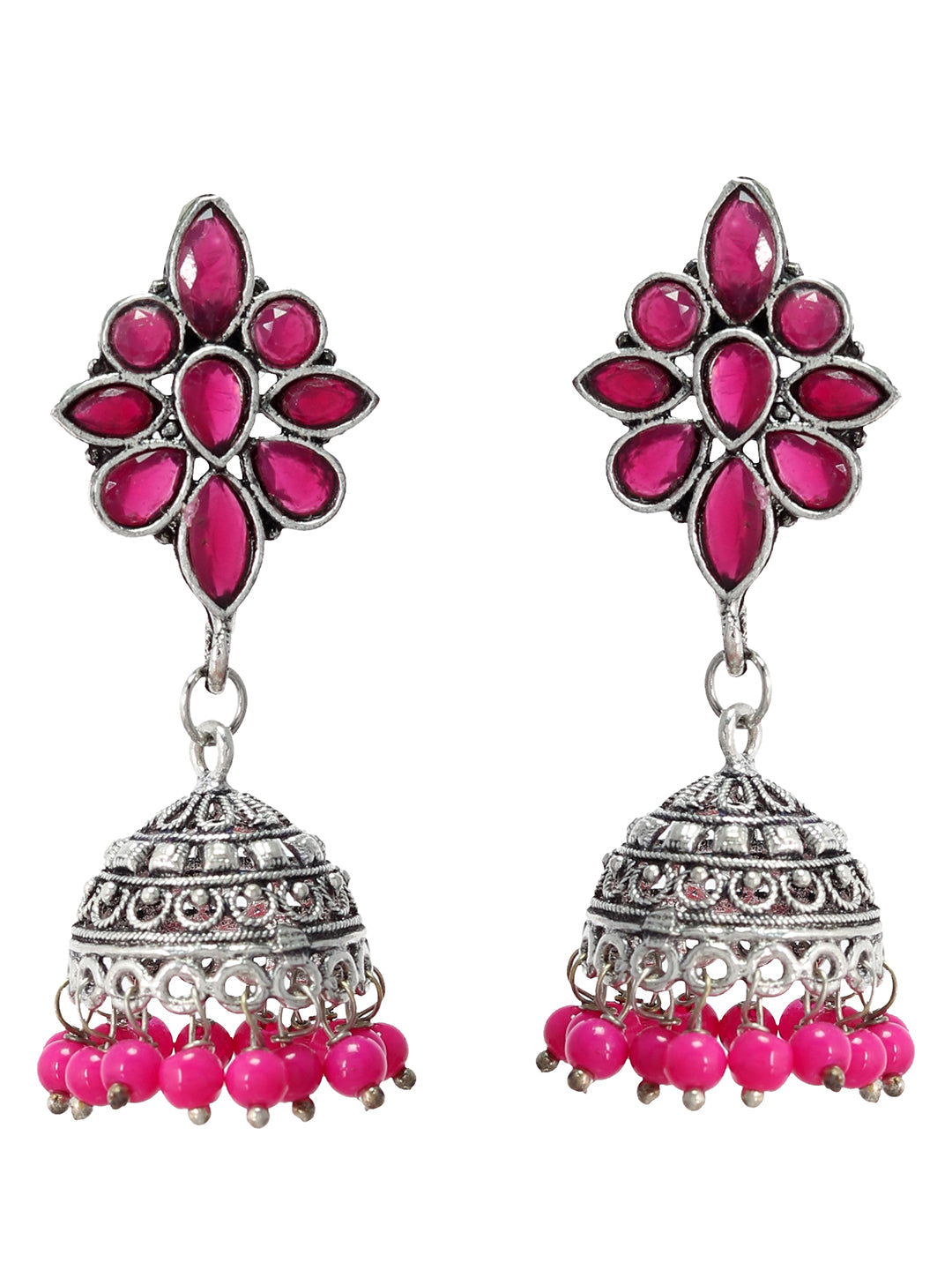 Pink Stone Jhumka Earrings For women