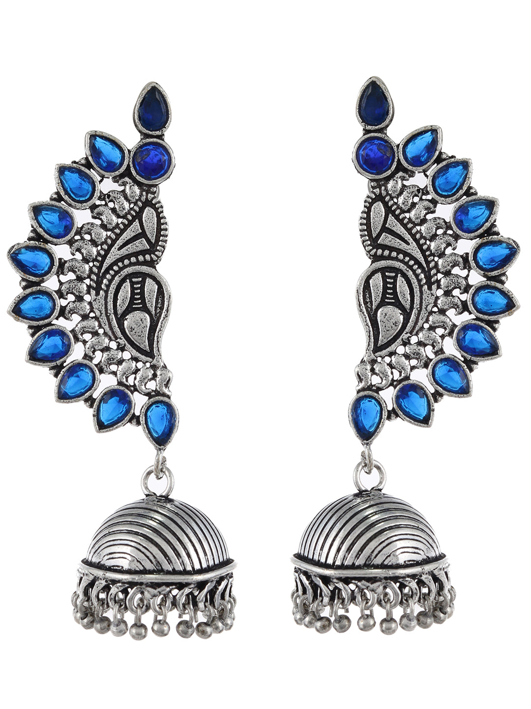 Paisley oxidised jhumka earrings