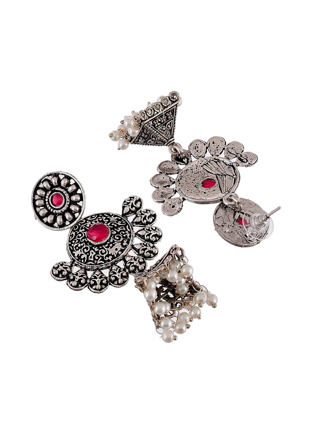 Oxidised Chandbali With Jhumka Earrings