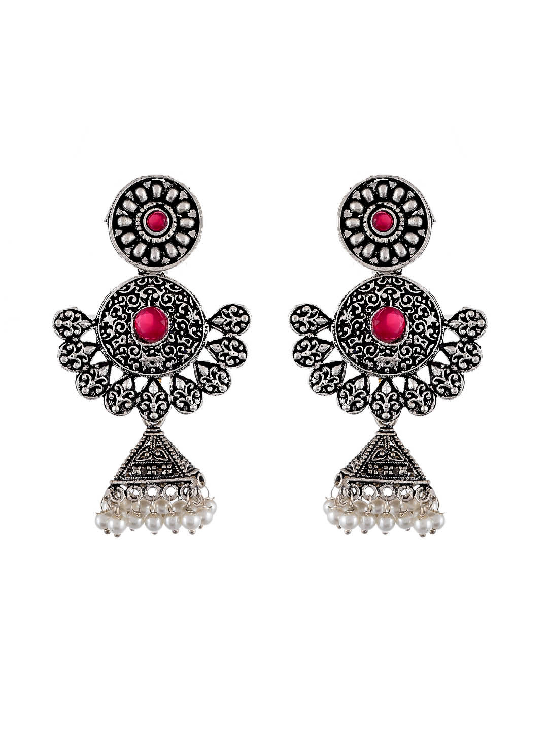 Oxidised Chandbali With Jhumka Earrings