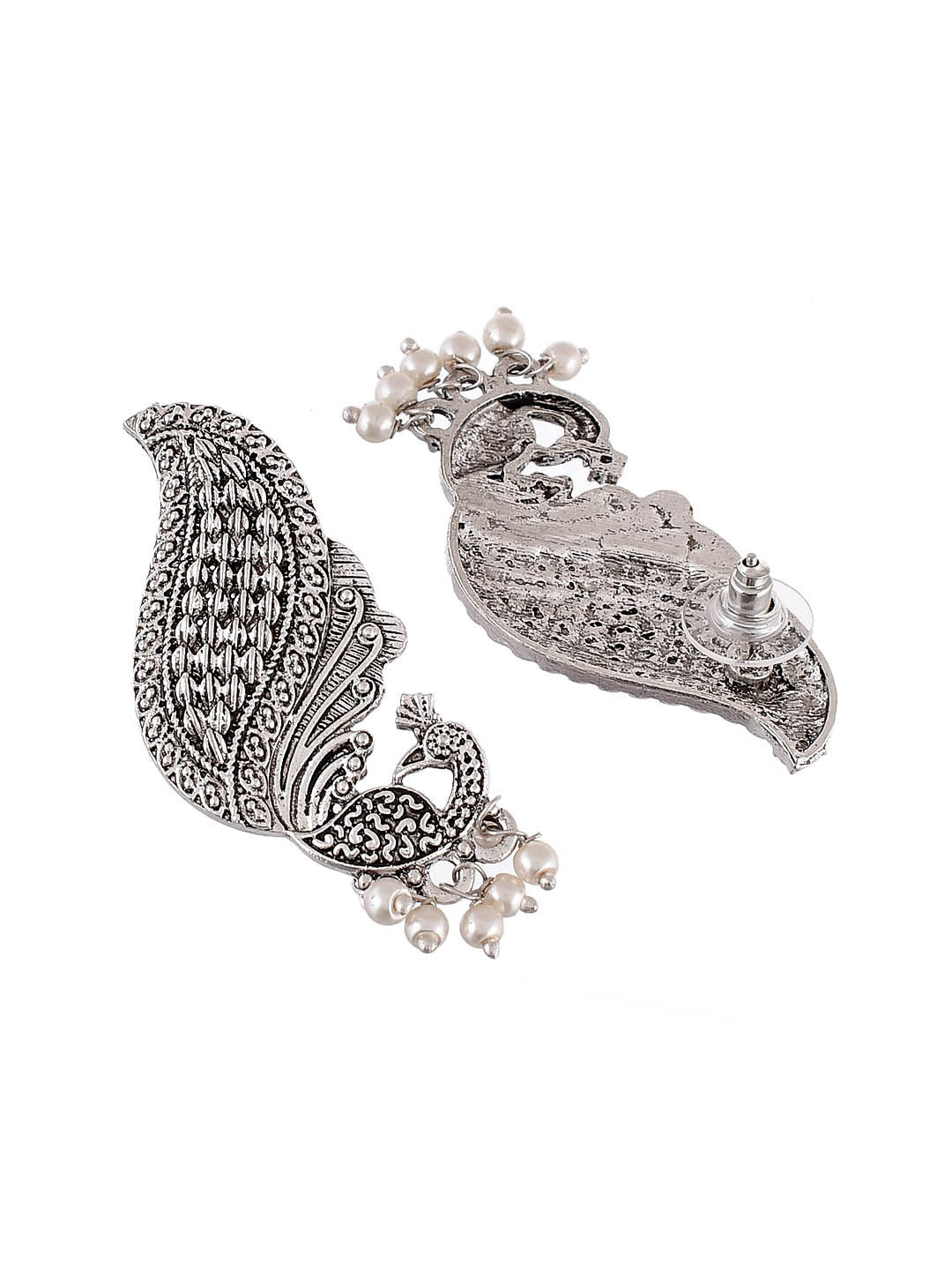 Silver Stud peacock Earrings For Girls