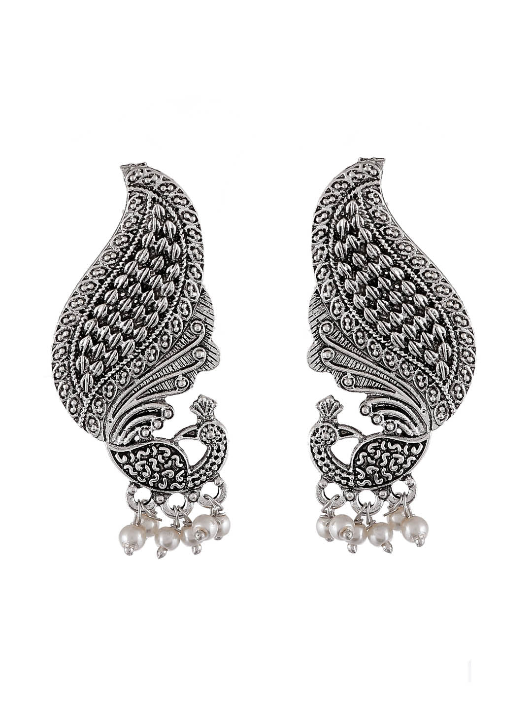 Silver Stud peacock Earrings For Girls