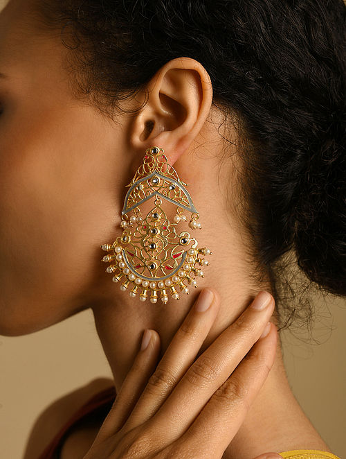 Gold Plated Filigree Chaandbali Earrings For Women