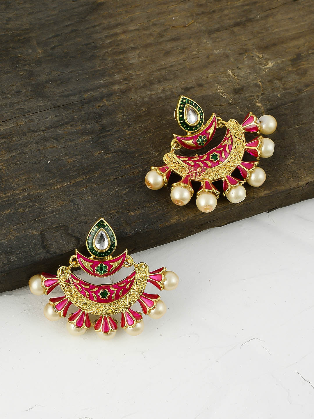 Minakari Chaandbali Stud Earrings