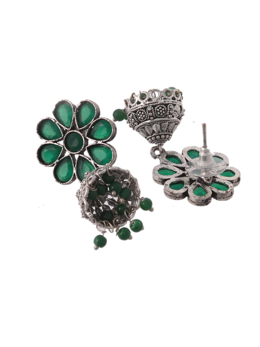 Green Flower Jhumka Earrings drop earrings