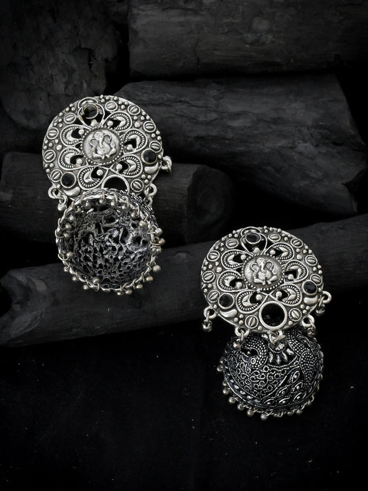 Oxidised silver jhumka earring for women