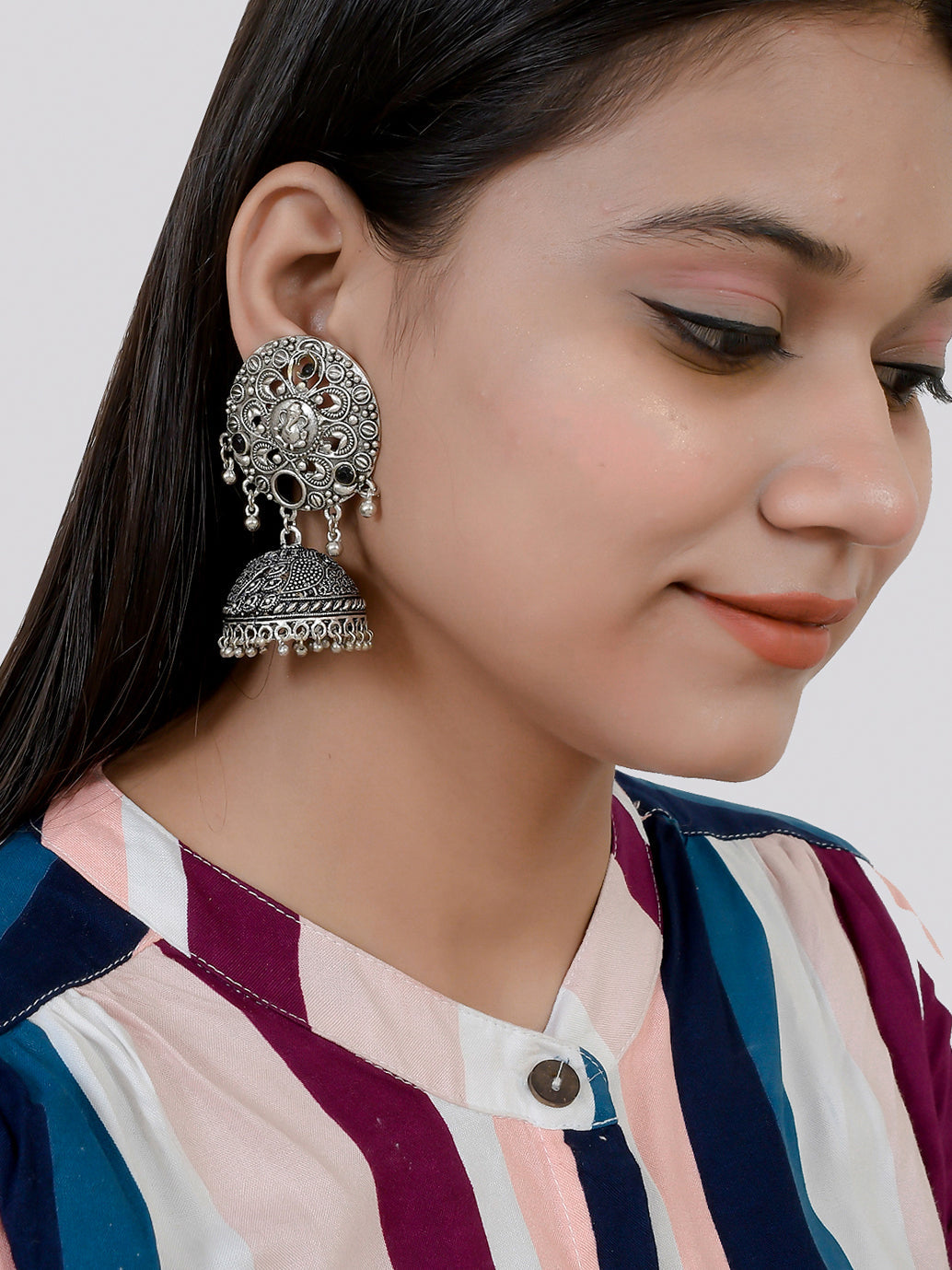 Oxidised silver jhumka earring for women