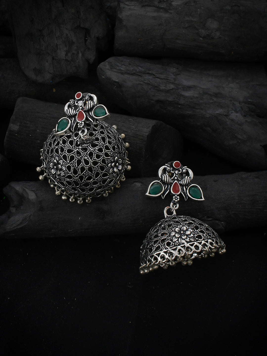 Oxidised silver jhumka earring