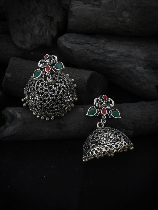 Oxidised silver jhumka earring