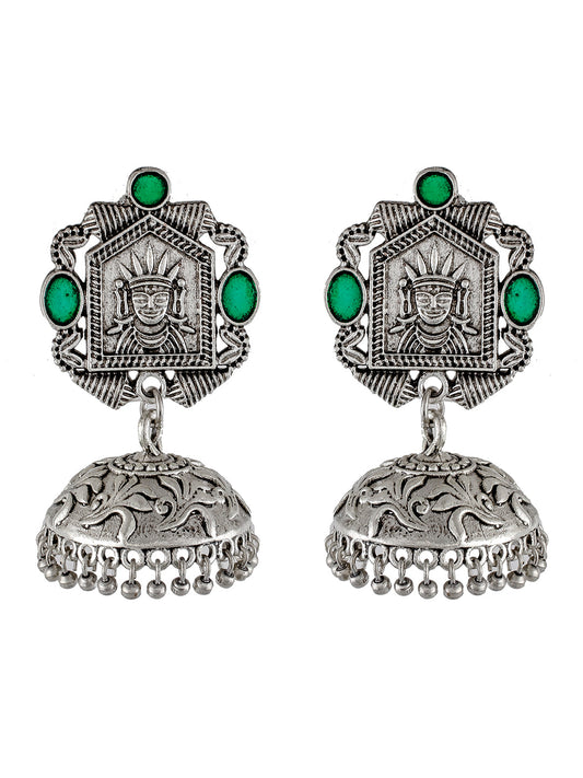 Green Stone Antique Traditional Jhumka Earrings Online