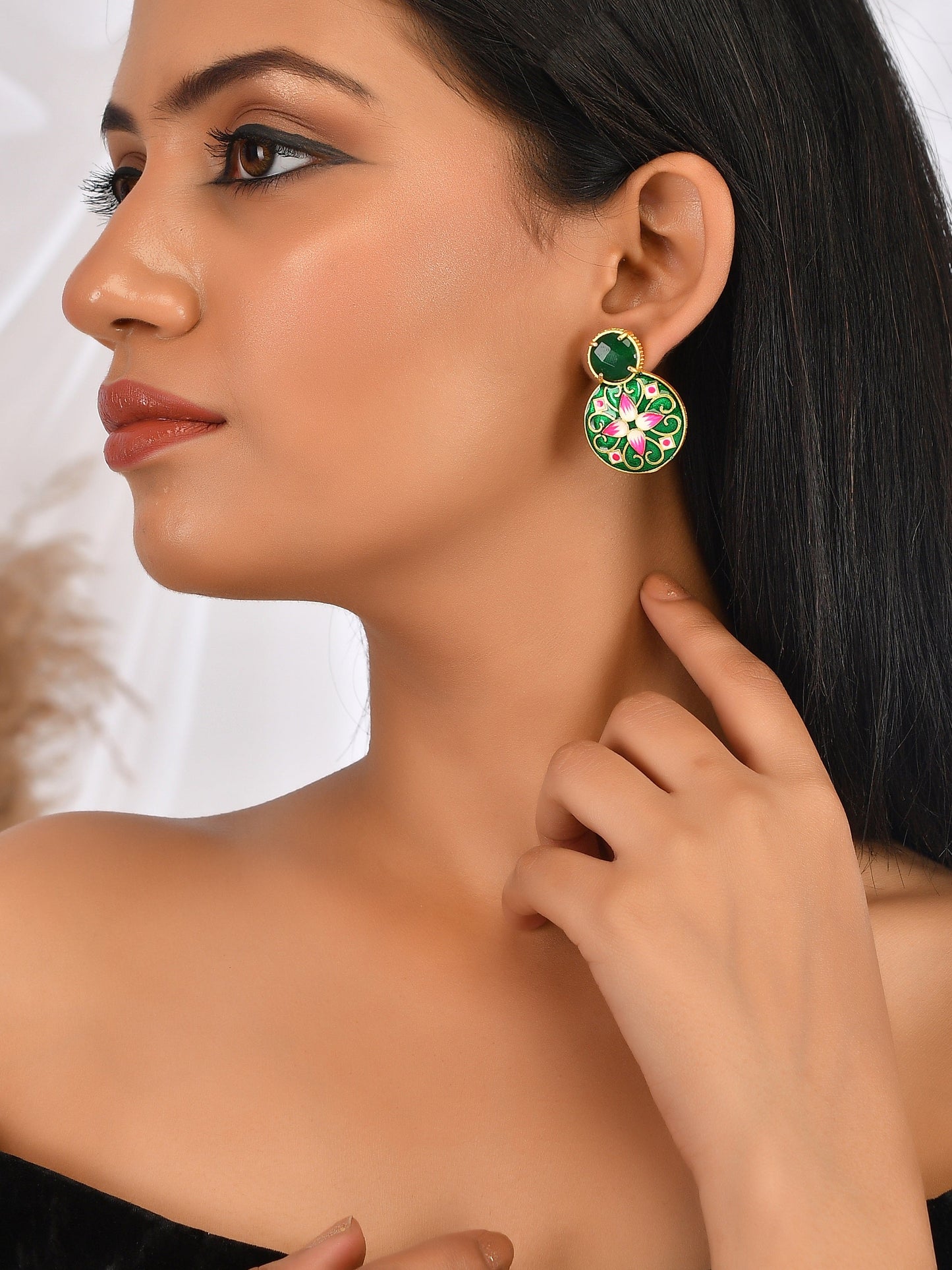 Enamelled Earrings For Western Outfit