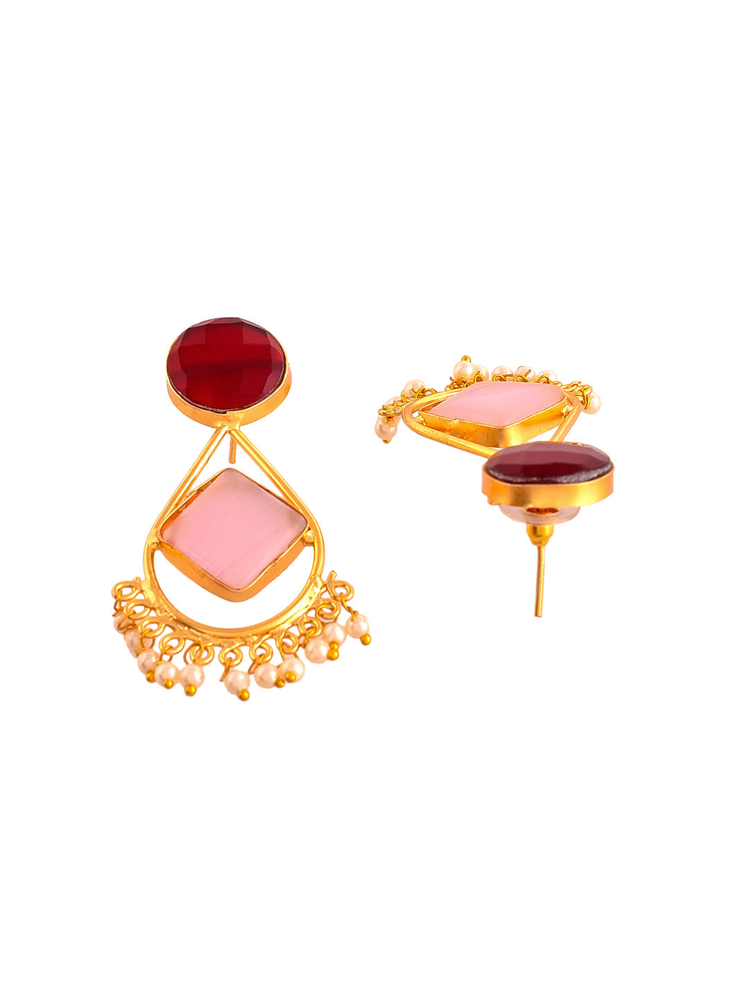 Gold Plated Pearl Drop Pink earrings