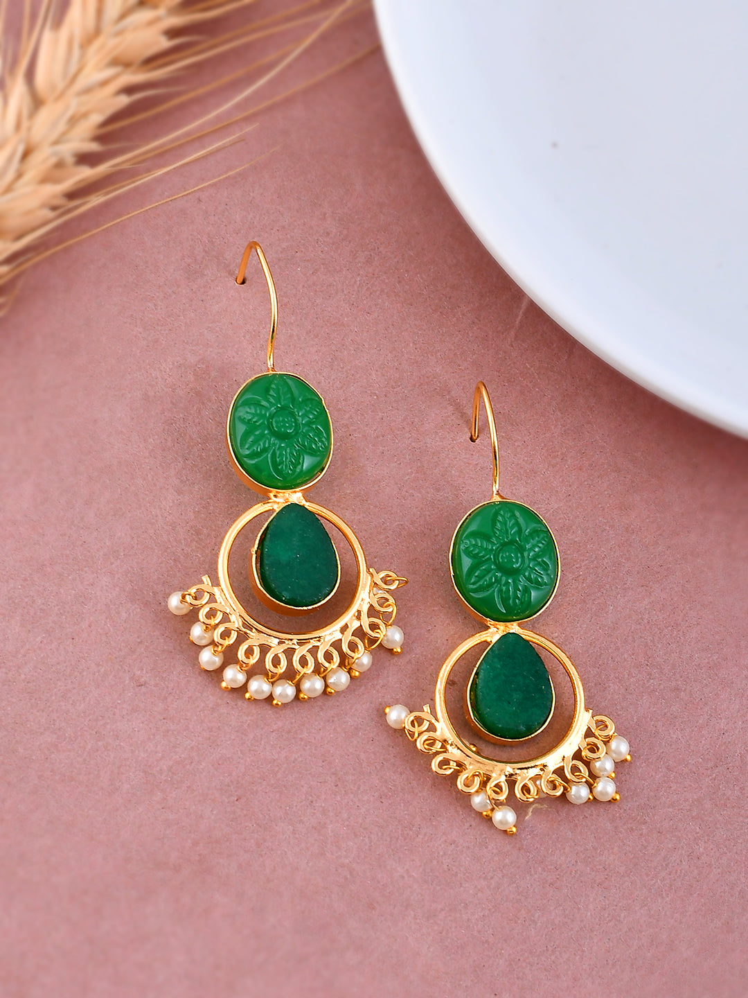 Gold Plated Handcrafted Stone Earrings for women