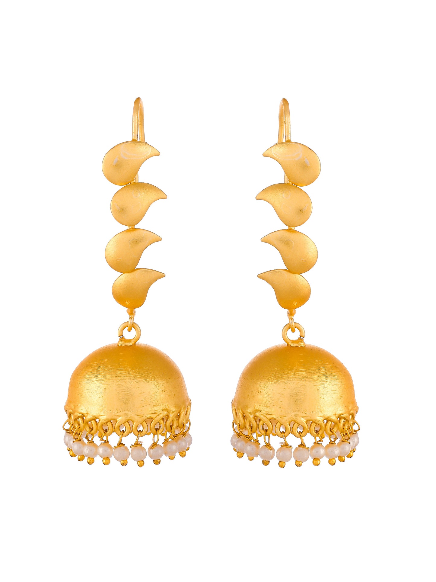 Gold Plated Leaf Design Jhumka Earrings for women