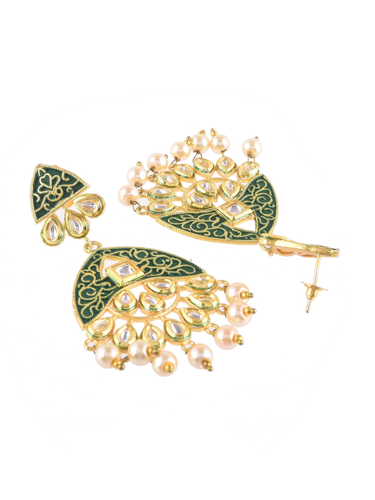 Enamelled Kundan Earrings for wedding outfit
