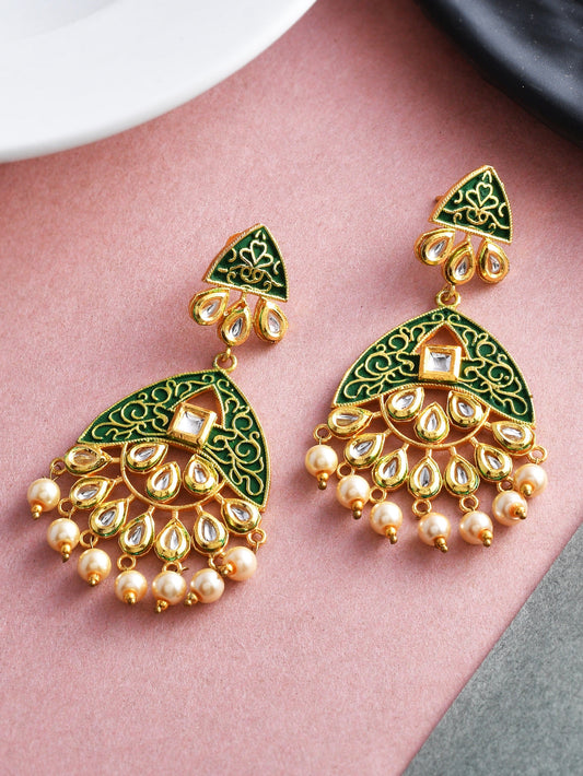 Enamelled Kundan Earrings for wedding outfit