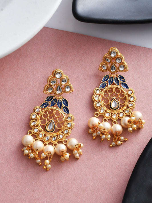 Chandbali Pearl Earrings for Wedding Outfit