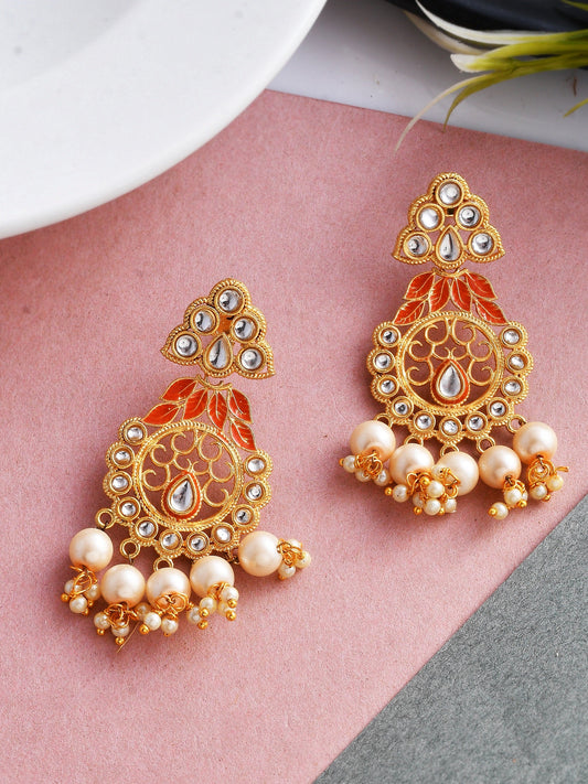Kundan Pearl Chandbalicut work Earrings for Wedding
