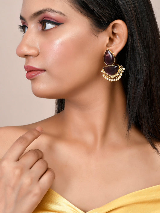 Mauve Chandbali Traditional Earrings For Women