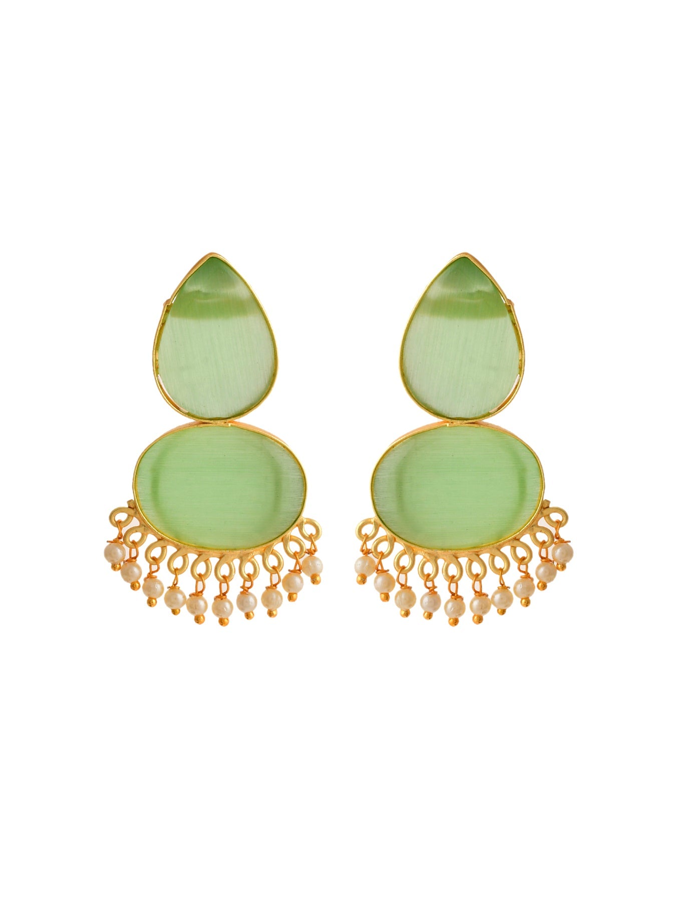 Green stone Kundan earrings for western outfit