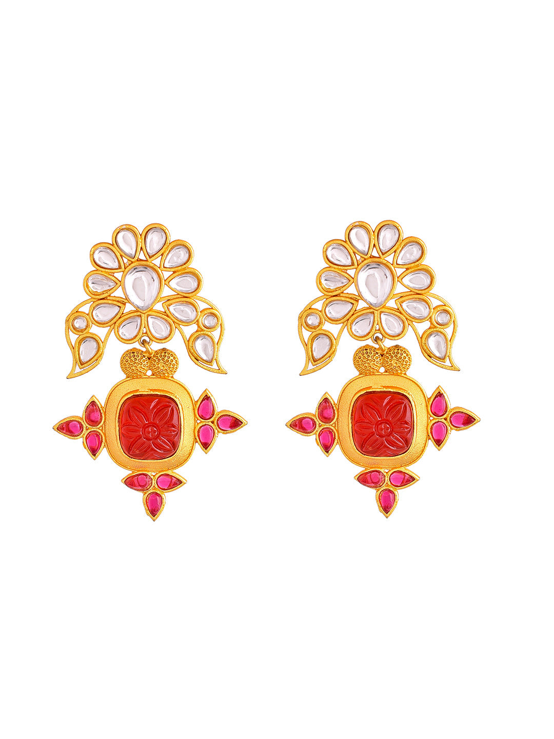 White pearl Kundan Earrings for women