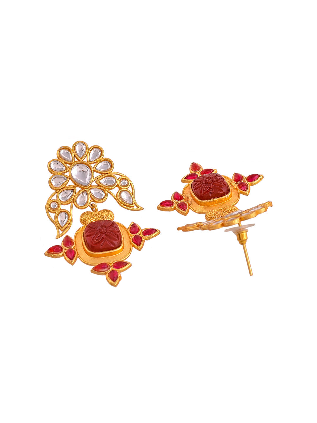 White pearl Kundan Earrings for women