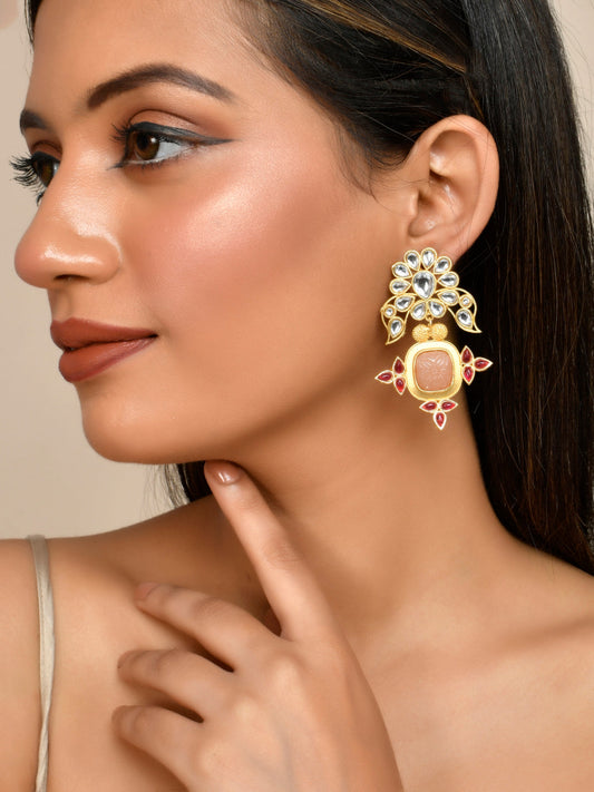 Pink Kundan Earrings for women