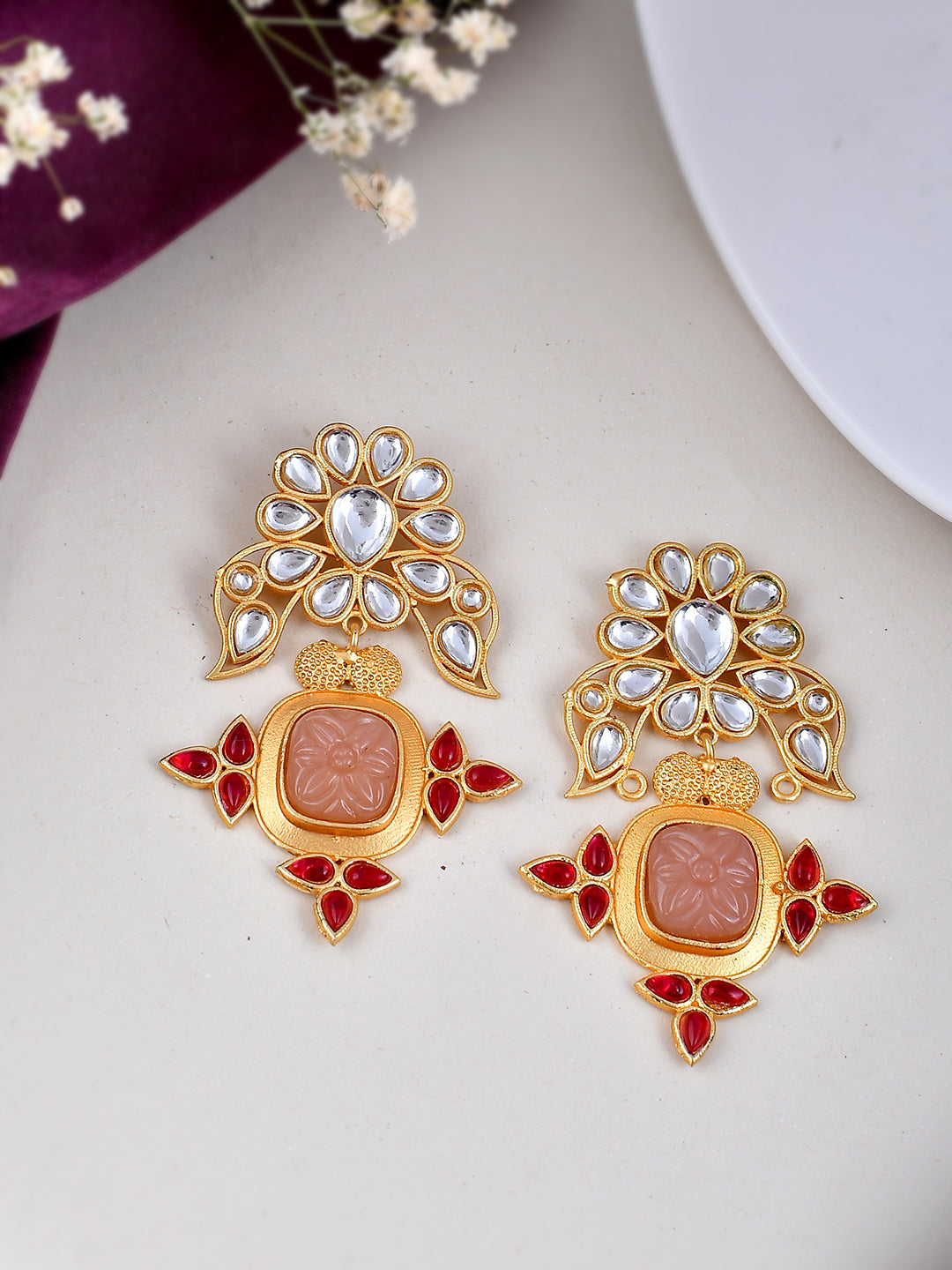 Pink Kundan Earrings for women