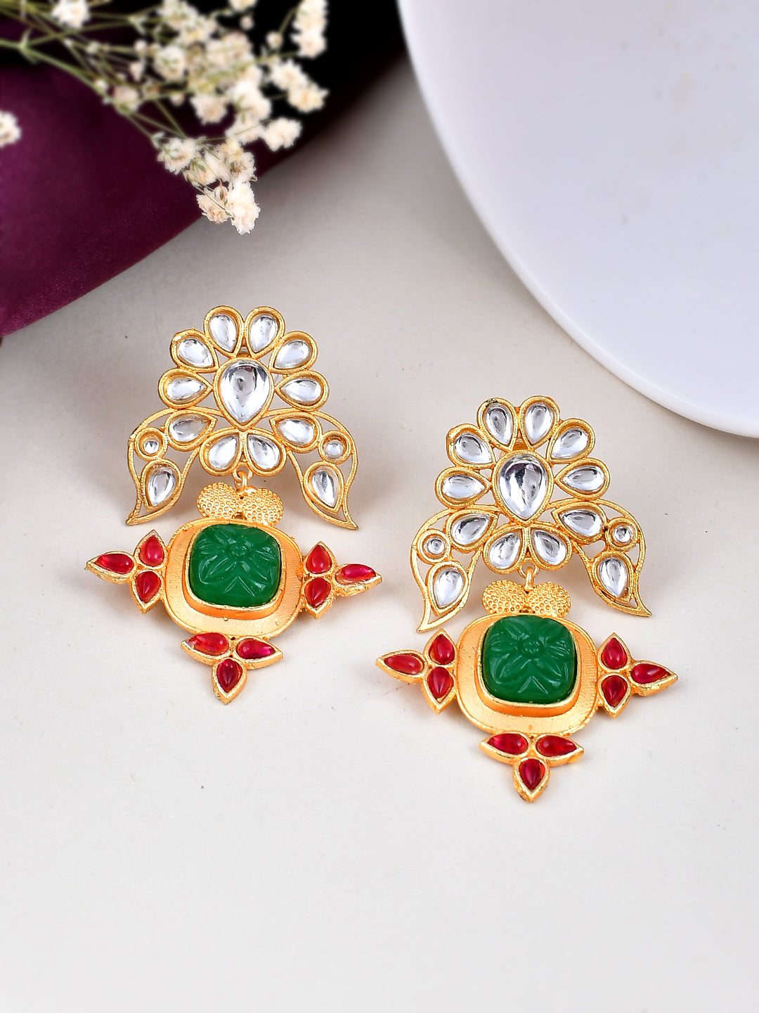 Gold Plated Kundan Earrings for women