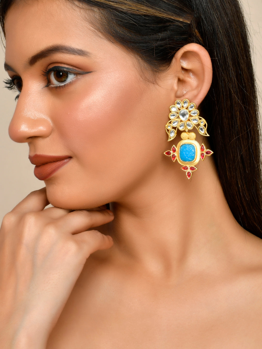 Kundan floral earrings for women