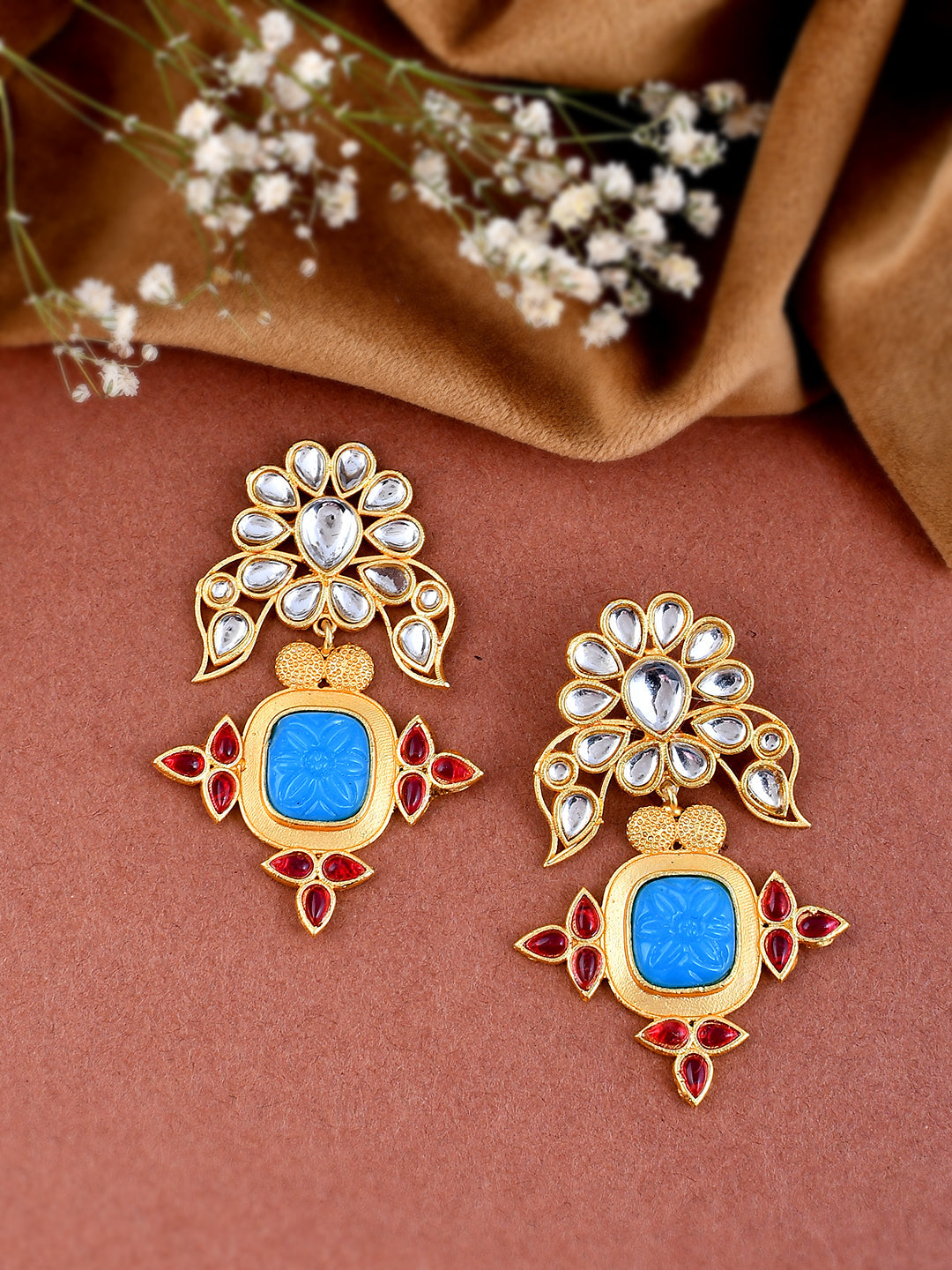 Kundan floral earrings for women