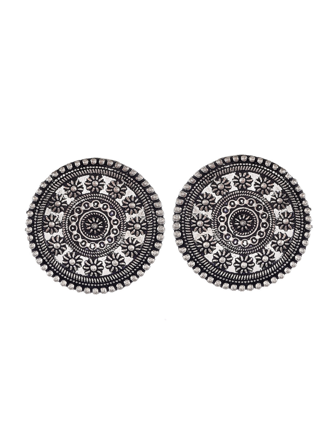 Disc Traditional Oxidised Stud Earrings
