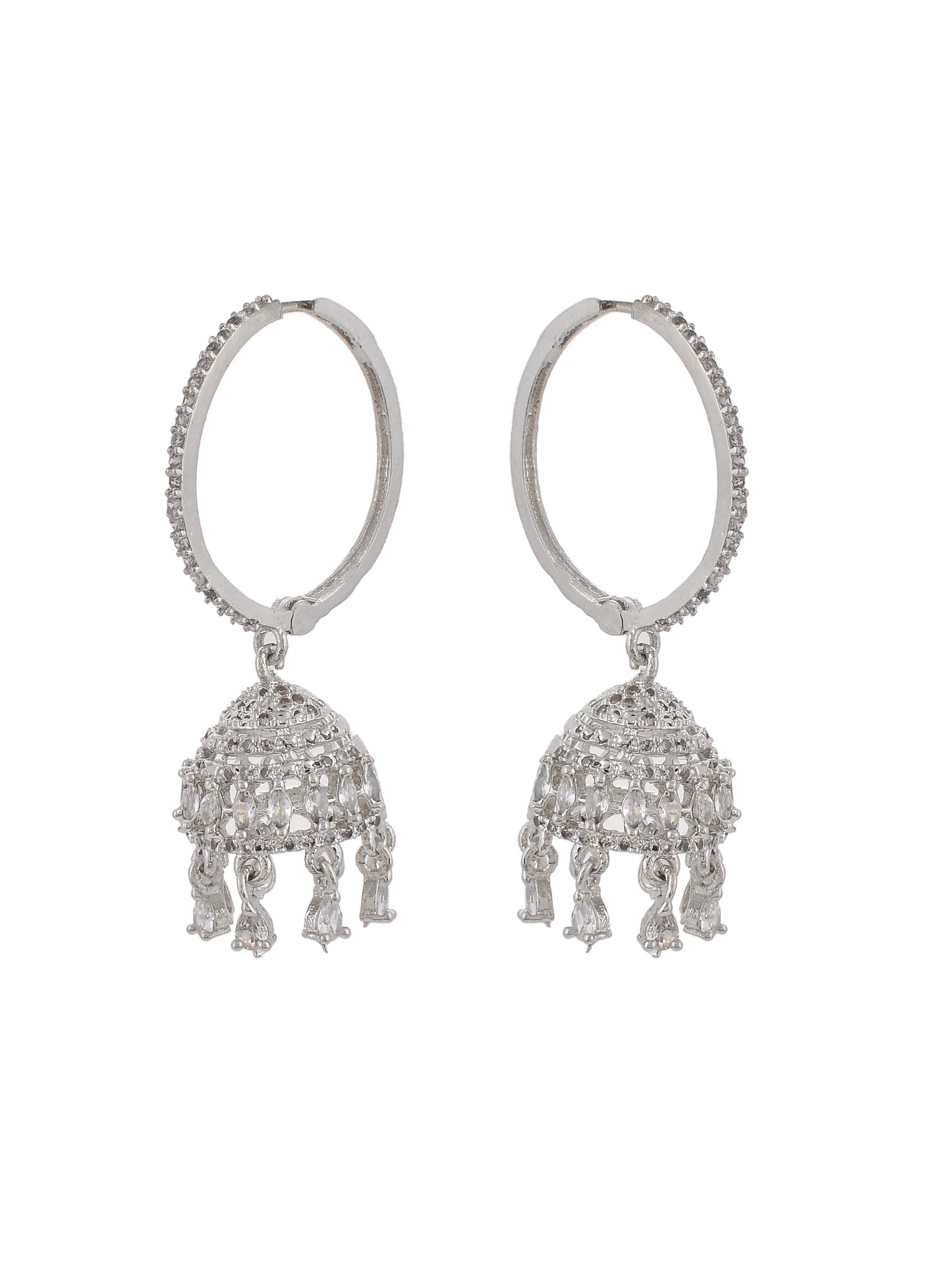 Silver Plated AD Jhumki classic Earrings