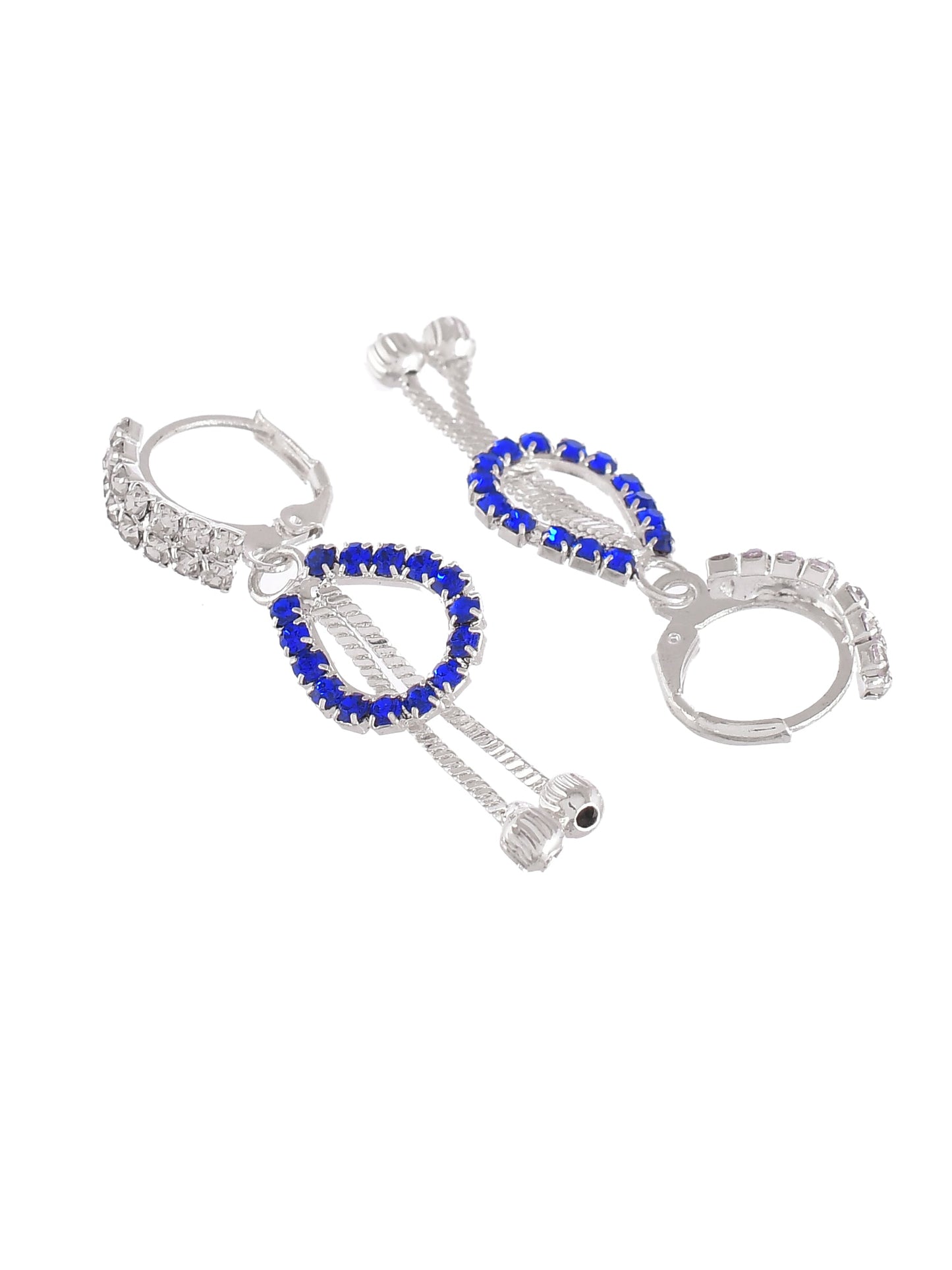 Silver Toned Multi Colored Beaded Tasseled hoop earrings