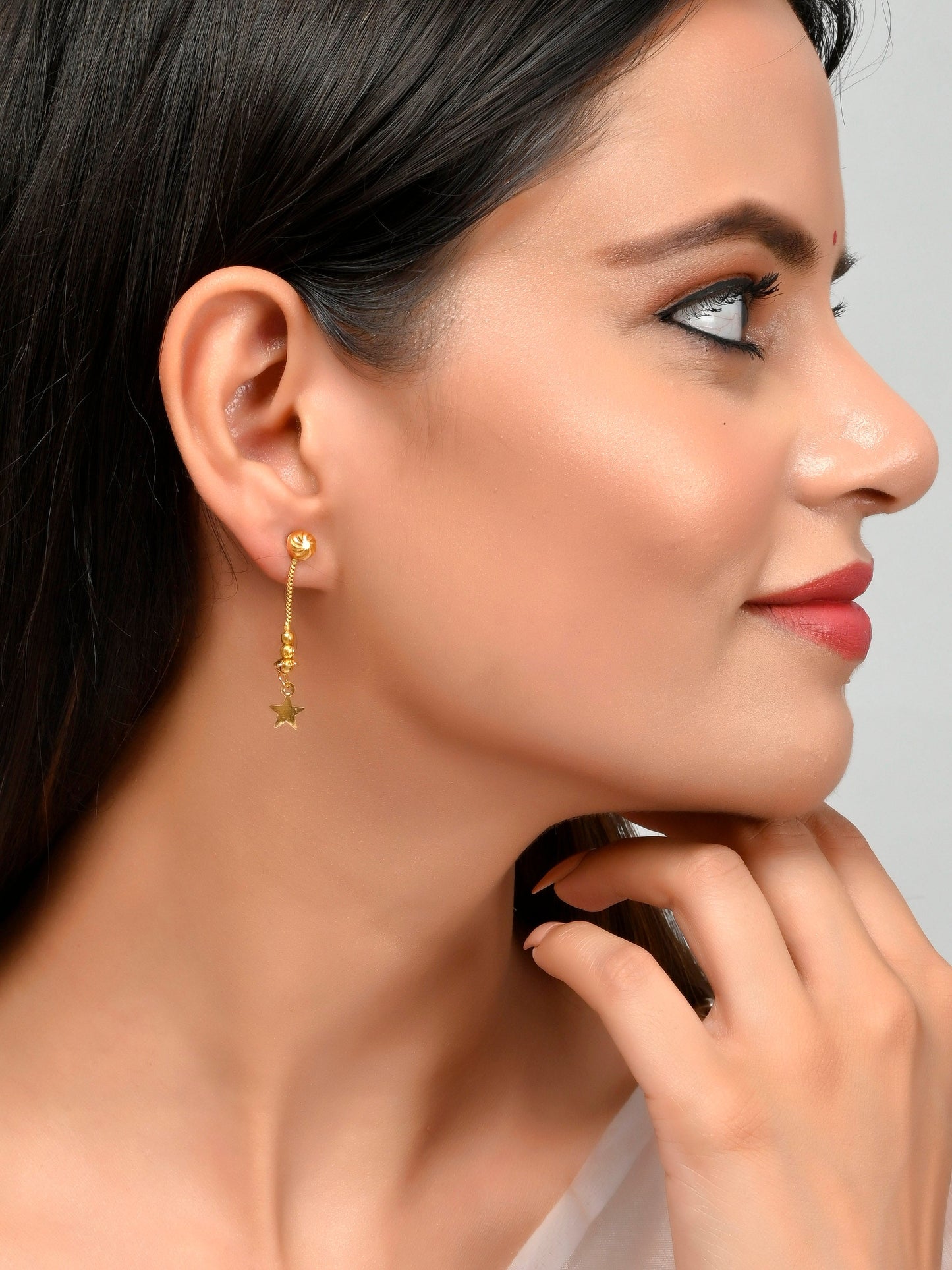 Set of 2 Gold Plated Contemporary Hoop and Dangler Earrings