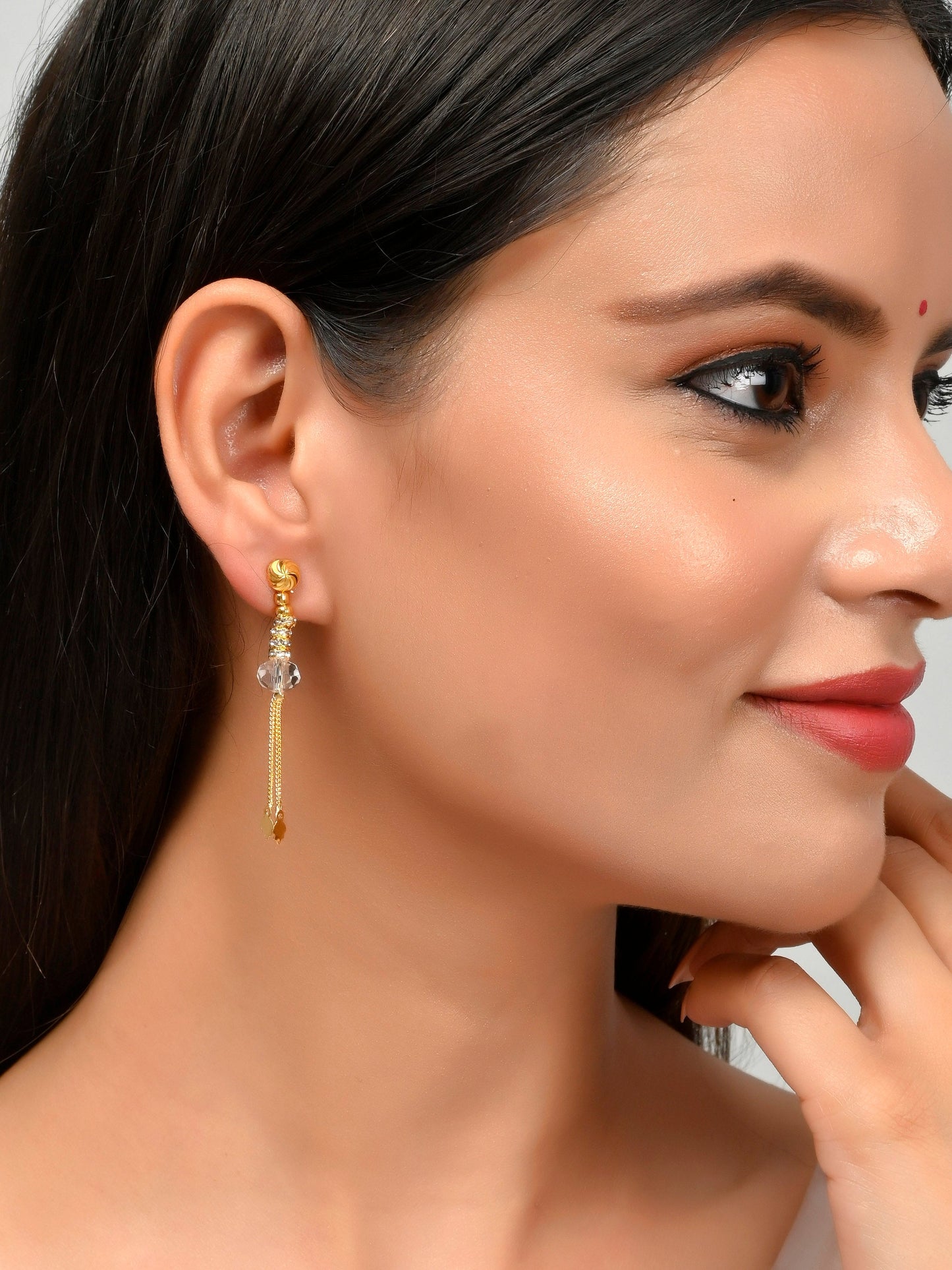 Set of 2 Gold Plated Contemporary Hoop and Dangler Earrings
