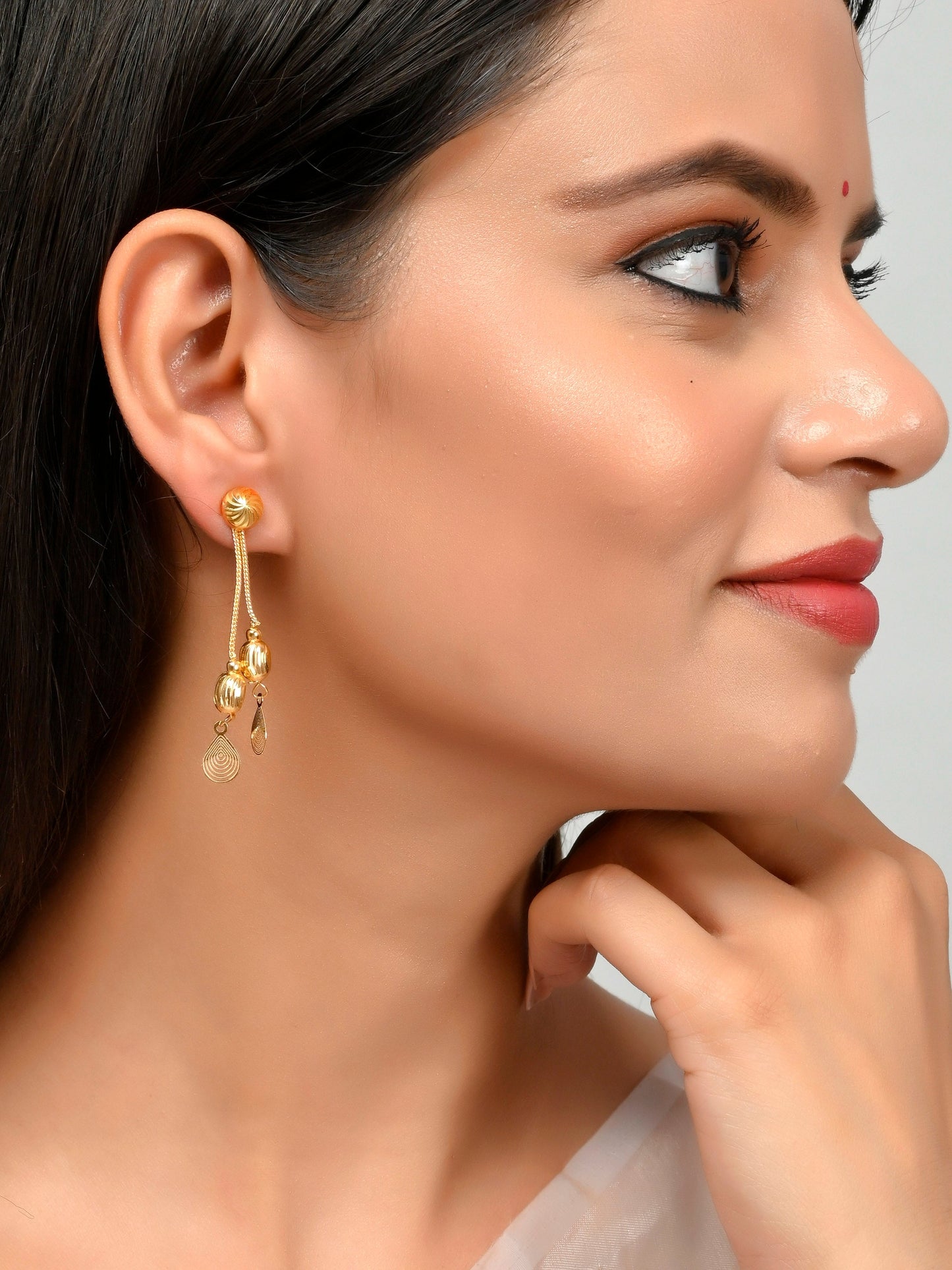 Set of 2 Gold Plated Contemporary Hoop and Dangler Earrings