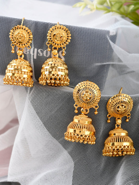 Set of 2 Gold Plated Handcrafted Meenakari Jhumka Earrings