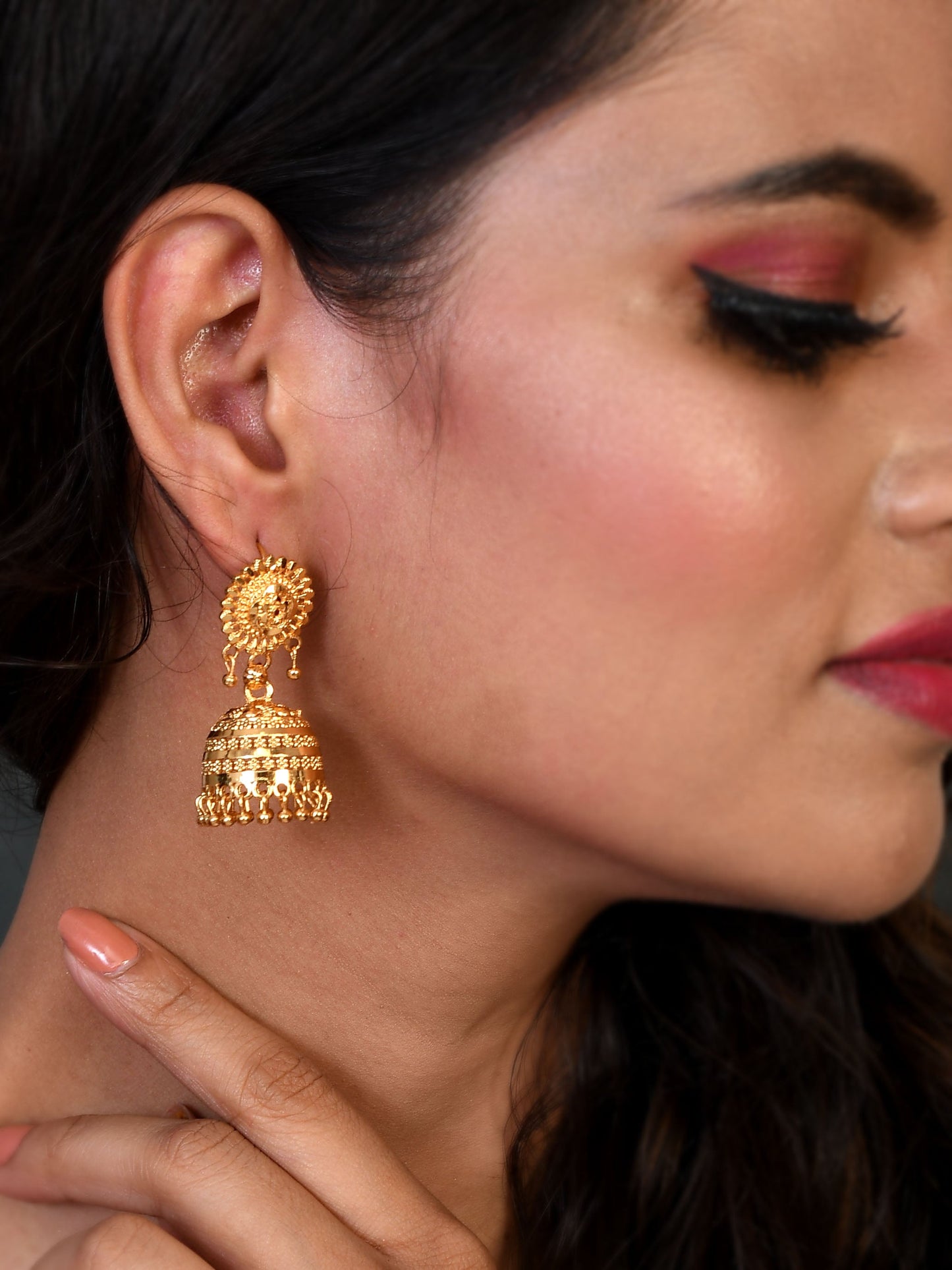 Set of 2 Gold Plated Handcrafted Meenakari Jhumka Earrings