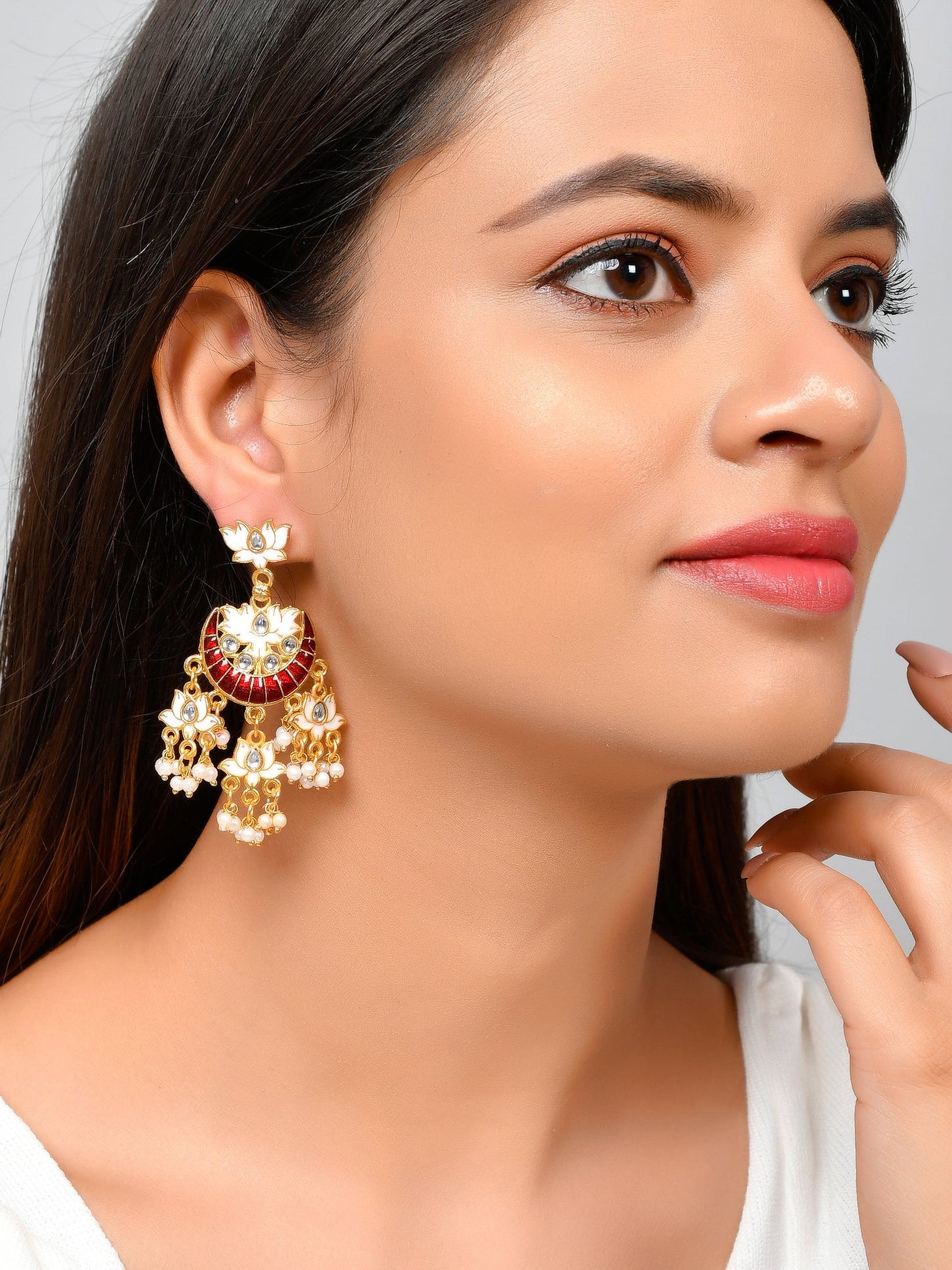 Gold plated Yashvi chandabali Earrings for wedding outfit