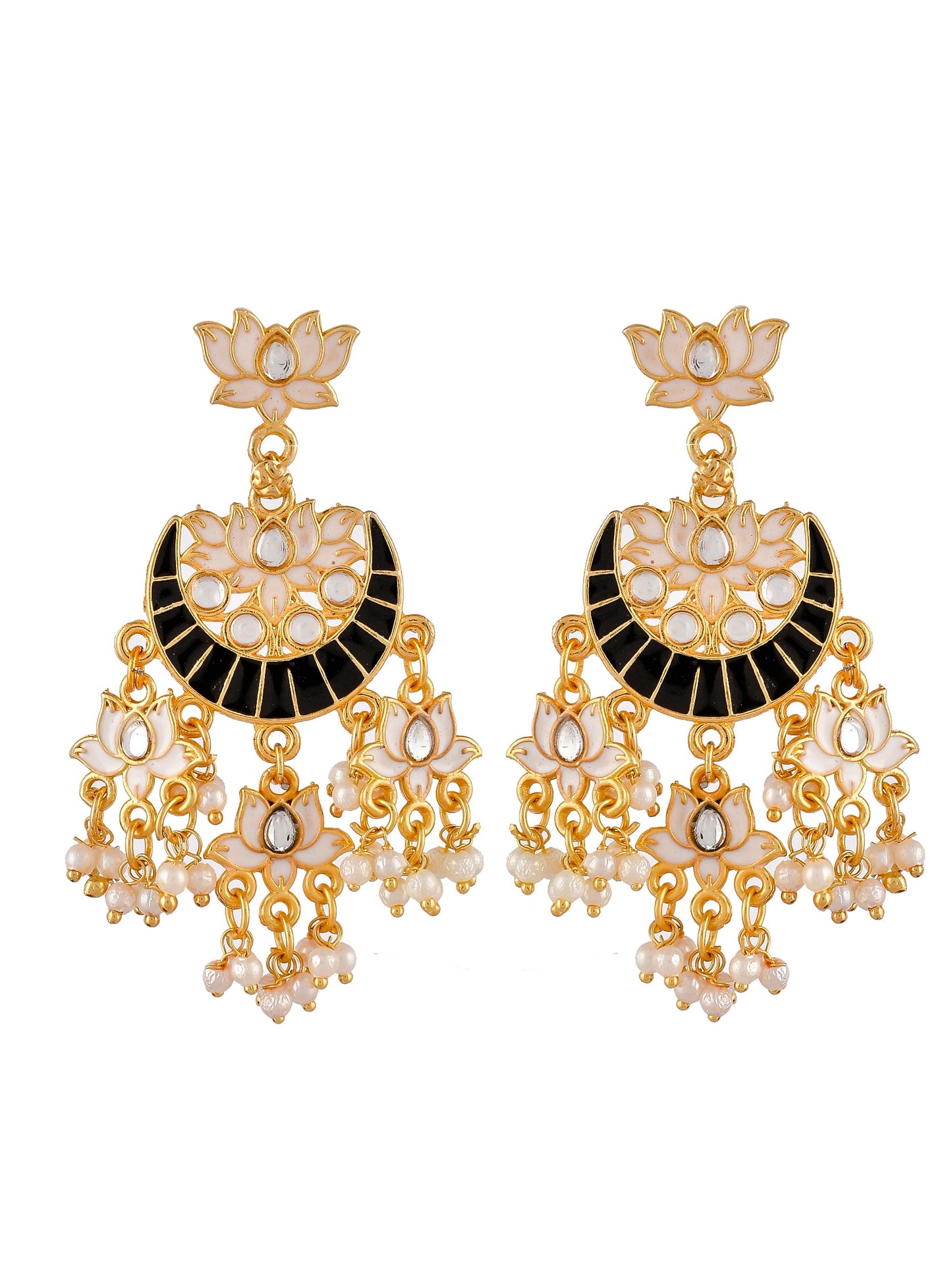 Gold Plated Traditional Meenakari Chandbalis Earrings