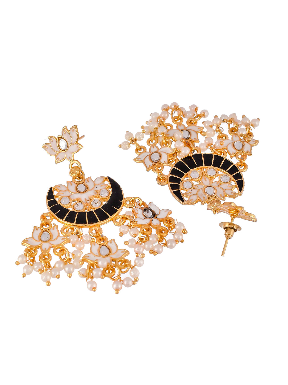 Gold Plated Traditional Meenakari Chandbalis Earrings
