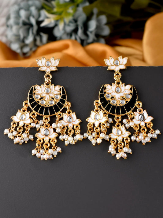Gold Plated Traditional Meenakari Chandbalis Earrings