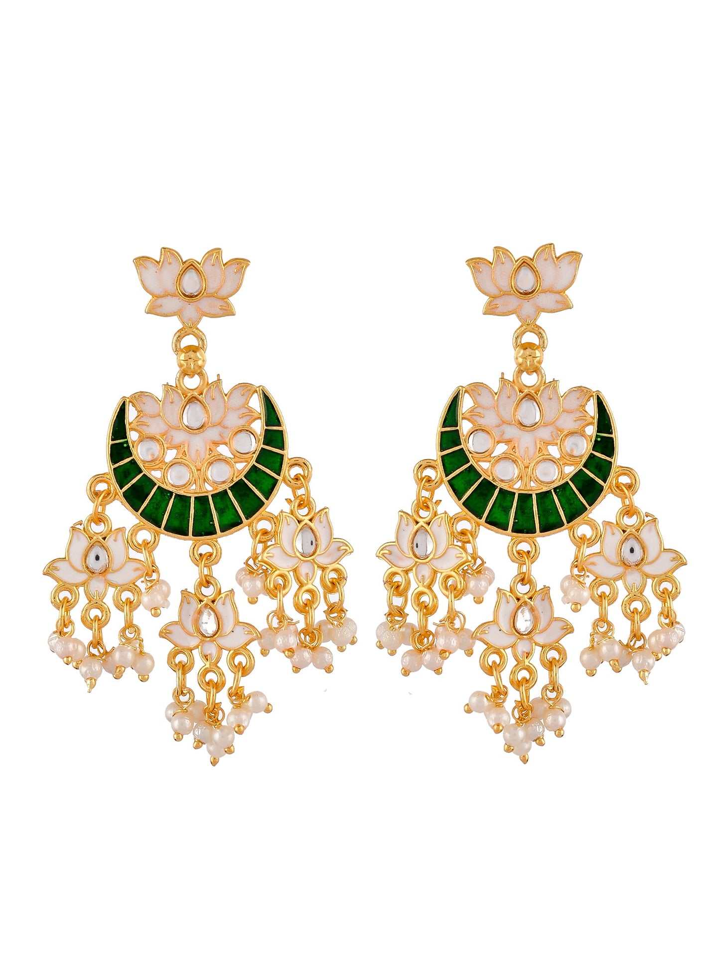 Gold plated hansini chandabali Earrings for wedding outfit