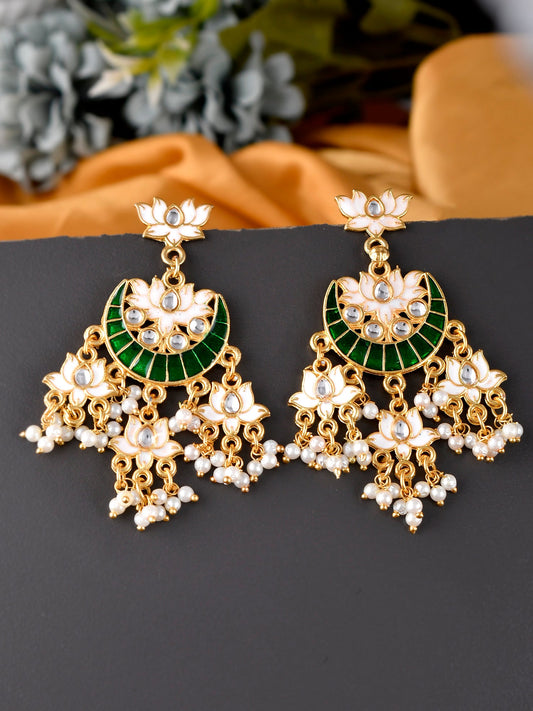 Gold plated hansini chandabali Earrings for wedding outfit