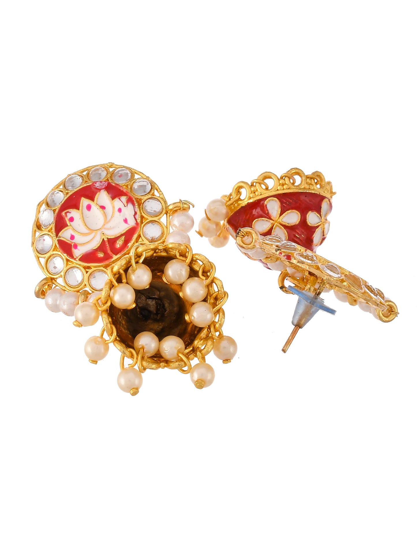 Kundan Meenakari Handcrafted Floral jhumka Earrings