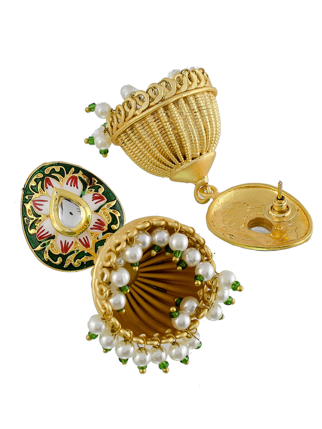 Gold Plated Enamelled Jhumka Earrings