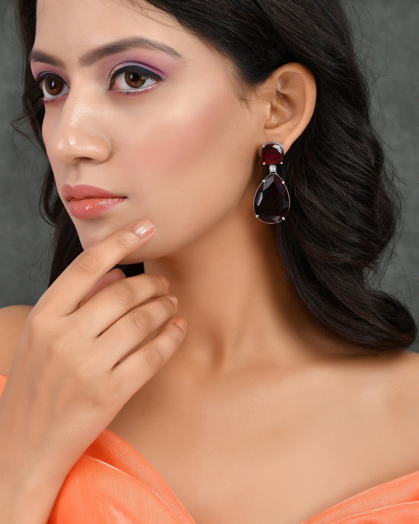 Faux Ruby Western Drop Earrings