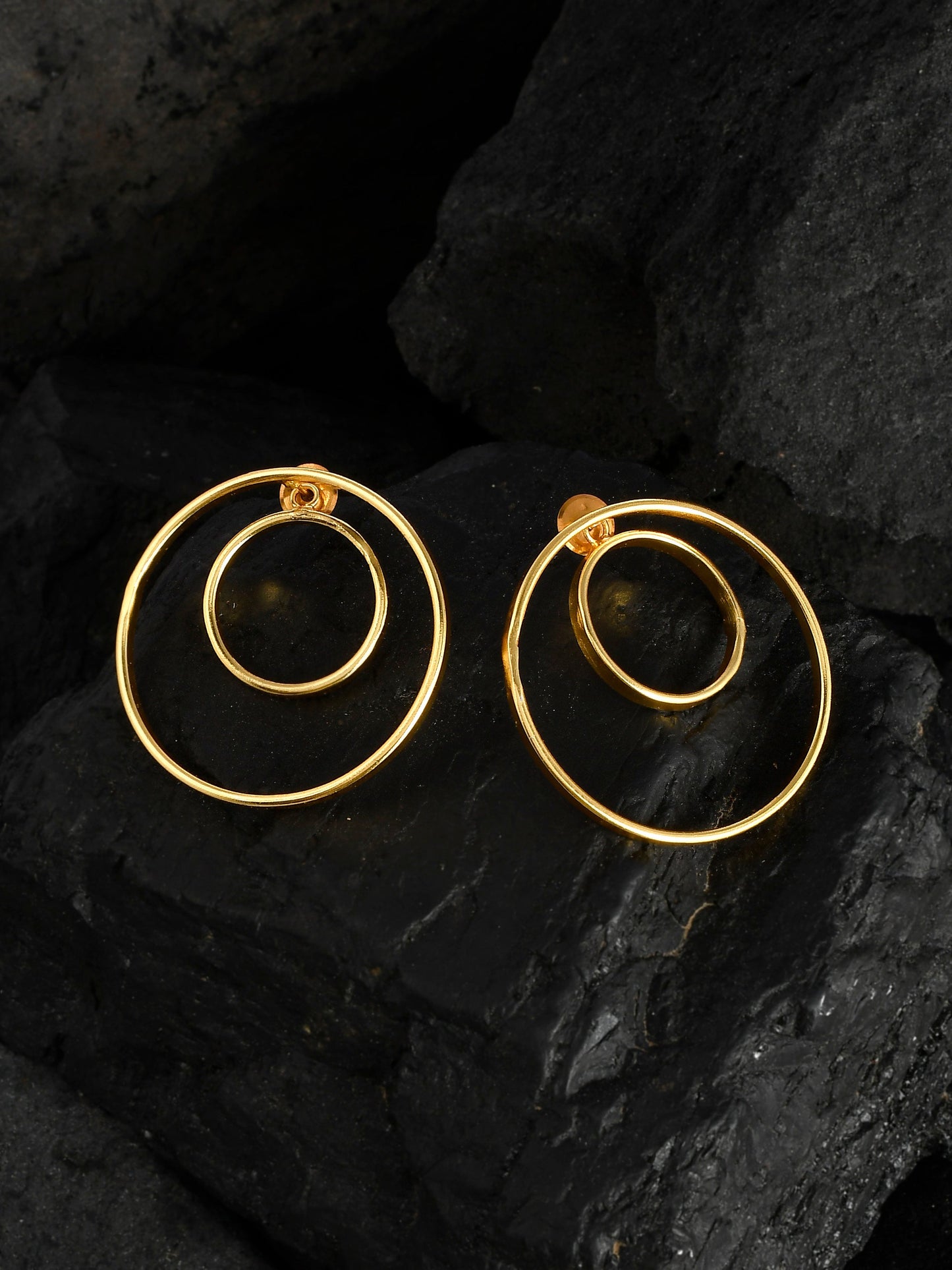 Gold Plated Double circle Earrings for girls